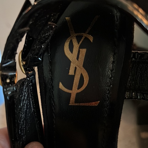 Yves Saint Laurent black leather and suede high heel sandal - Picture 4 of 5